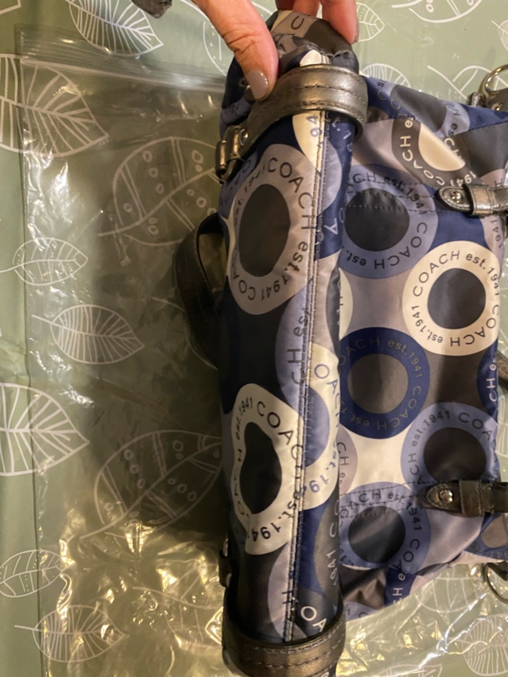 Coach Navy and Gray Signature Circle Crossbody Shoulder Bag - Picture 6 of 13